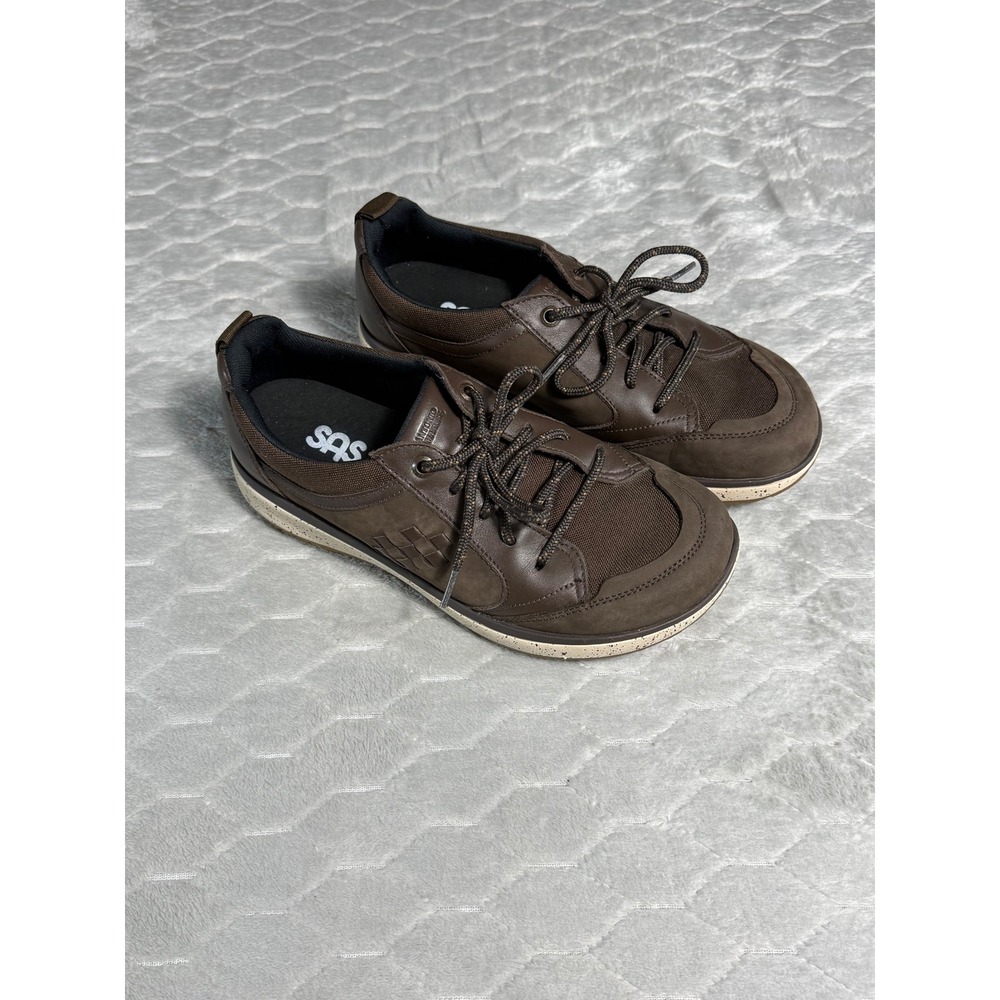 SAS Journey Womens 8 M Brown Leather Mesh Walking Shoes Made in USA Comfort